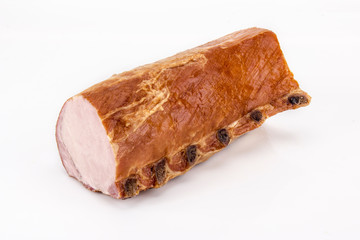 Pork tenderloin. Cold meat on a white background.
