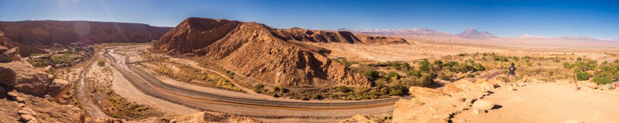Panoramic from the Pukara de Quitor of the San Pedro de Atacama valley in Chile