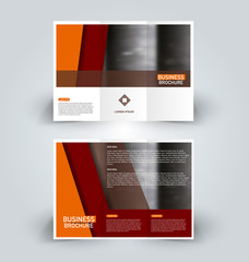 Brochure template. Business trifold flyer.  Creative design trend for professional corporate style. Vector illustration. Orange and red color.