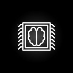 Fototapeta premium brain in chip neon icon. Elements of intelligence set. Simple icon for websites, web design, mobile app, info graphics