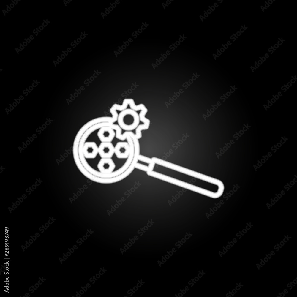 Poster magnifier and mechanism neon icon. elements of intelligence set. simple icon for websites, web desig