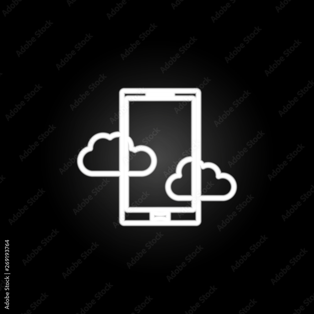 Poster cloud in phone neon icon. elements of intelligence set. simple icon for websites, web design, mobile