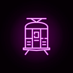Indian train neon icon. Elements of india set. Simple icon for websites, web design, mobile app, info graphics