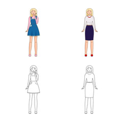 Vector illustration of posture and mood icon. Collection of posture and female vector icon for stock.