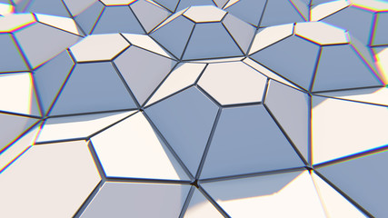 White geometric hexagonal abstract background. 3D illustration