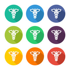 Symbol icon for caduceus with several color alternatives