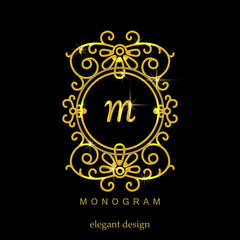 Stylish elegant monogram, mono line art design logo