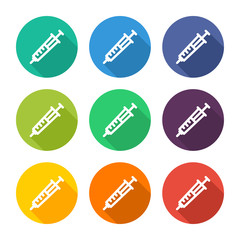 Illustration icons for syringes with several color alternatives