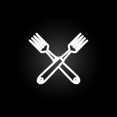 Crossed forks, cutlery neon icon. Elements of kitchen utencils set. Simple icon for websites, web design, mobile app, info graphics