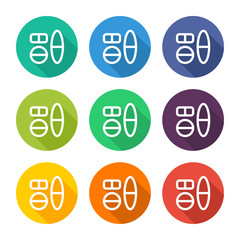 Illustration icons for pill drugs with several color alternatives