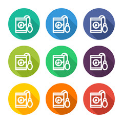 The illustration icon for sphygmomanometer with several color alternatives