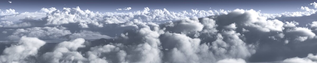 Beautiful clouds view from above, flying above the clouds, 3d rendering