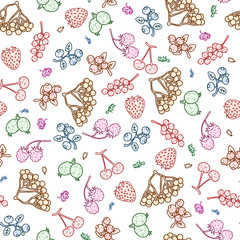 Stylized berries seamless pattern on white background
