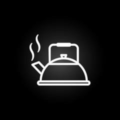 Kettle, liquid container, teapot neon icon. Elements of kitchen utencils set. Simple icon for websites, web design, mobile app, info graphics