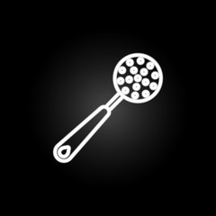 Cooking spoon,  skimmer, spatula neon icon. Elements of kitchen utencils set. Simple icon for websites, web design, mobile app, info graphics
