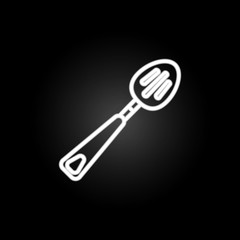 Cooking spoon, skimmer, spatula neon icon. Elements of kitchen utencils set. Simple icon for websites, web design, mobile app, info graphics