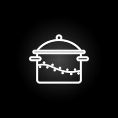 Casserole, cooking pot, saucepan neon icon. Elements of kitchen utencils set. Simple icon for websites, web design, mobile app, info graphics