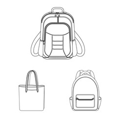 Vector illustration of suitcase and baggage sign. Set of suitcase and journey vector icon for stock.