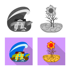 Vector design of weather and distress logo. Set of weather and crash vector icon for stock.