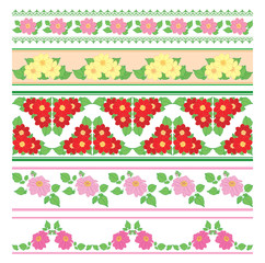 beautiful seamless ornaments - vector borders with flowers dahlia