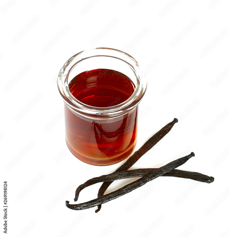 Sticker vanilla extract isolated on white