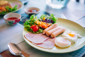 Delicious breakfast on the table