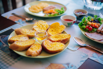 Delicious breakfast on the table