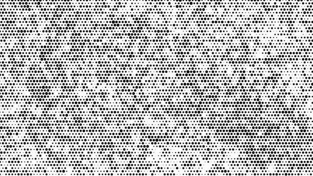 Black Dotted Noise Motion On White Background. Flicker Dust. Halftone Texture Effects. Loop Unique Design Abstract Digital Animation. 