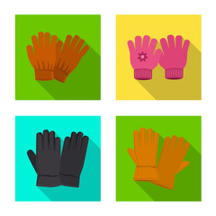 Fototapeta premium Vector design of glove and winter sign. Set of glove and equipment stock vector illustration.