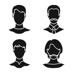 Vector illustration of character and profile logo. Set of character and dummy vector icon for stock.