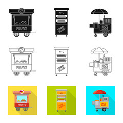 Vector design of market and exterior icon. Set of market and food stock vector illustration.
