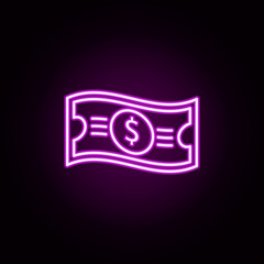 bill dollar neon icon. Elements of online shopping set. Simple icon for websites, web design, mobile app, info graphics