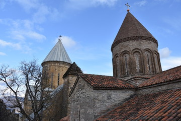 Fototapeta na wymiar Church Steeples, Ananuri Fortress, Georgia