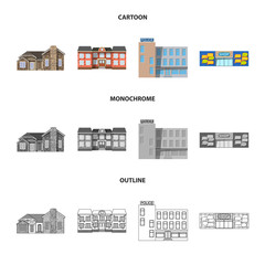 Fototapeta premium Isolated object of building and front logo. Collection of building and roof stock symbol for web.