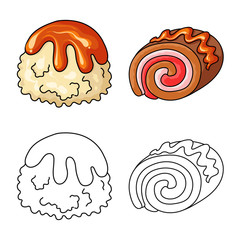 Vector design of confectionery and culinary icon. Set of confectionery and product stock vector illustration.