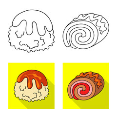 Vector illustration of confectionery and culinary sign. Set of confectionery and product vector icon for stock.