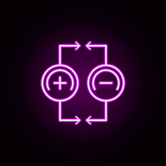 attract magnets neon icon. Elements of physics set. Simple icon for websites, web design, mobile app, info graphics