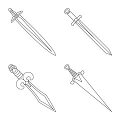 Vector design of game  and armor  logo. Set of game  and blade  stock vector illustration.