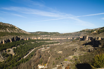 Jucar river gorge landscape in Cuenca, Spain