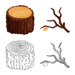 Vector illustration of tree   and raw  sign. Collection of tree   and construction stock vector illustration.