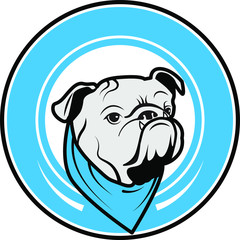 Bulldog head in the blue circle.