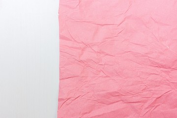 Texture crumpled white and pink paper