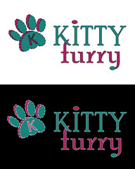Logo kot, kitty, cat, cartoon logo, łapa kota - obrazy, fototapety, plakaty