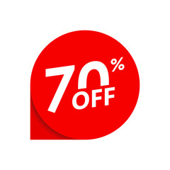 Sale or Discount label. 70 percent price off tag or sticker. Promo information badge. Vector illustration.