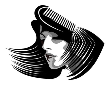 Logo beauty salon comb vector illustration icon