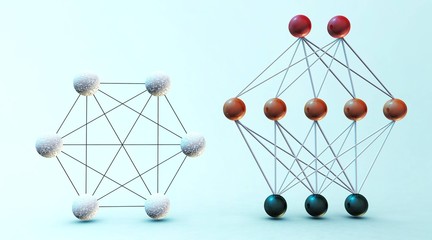 Neural network scheme, Neuron communication, 3D rendering