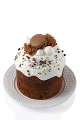 Easter cake on plate isolated