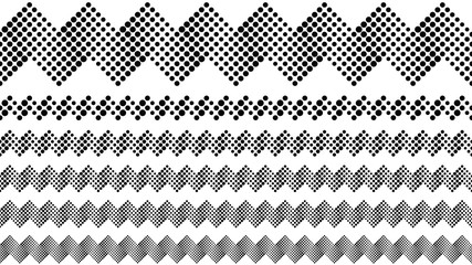 Geometric repeating dotted pattern page separator set - abstract vector graphic design elements from dots