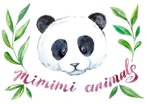 panda cute watercolor illustration