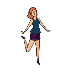 beautiful and young woman celebrating character